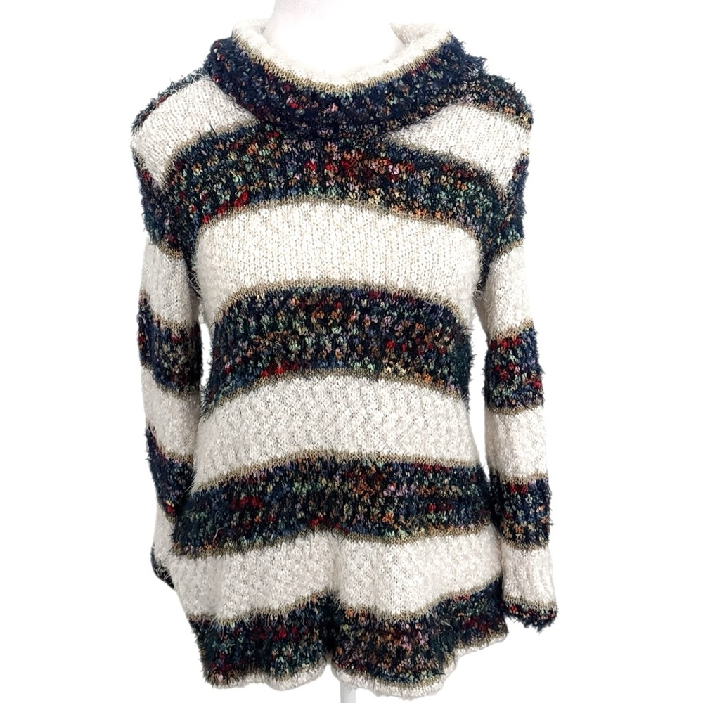 Studio by JPR Vintage Confetti Striped Knit Turtleneck Cowl Neck Sweater Sz L